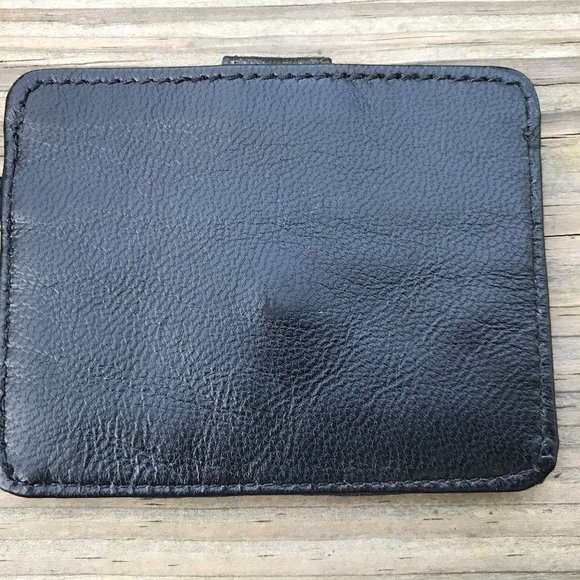 Handmade Card Holder Black Genuine Leather Mini Pu - Picture 3 of 10